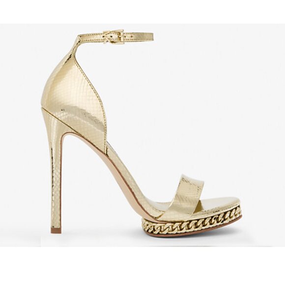 Michael Michael Kors "Jordyn" Metallic Snake Embossed Leather Platform Size: 8M - Picture 9 of 10